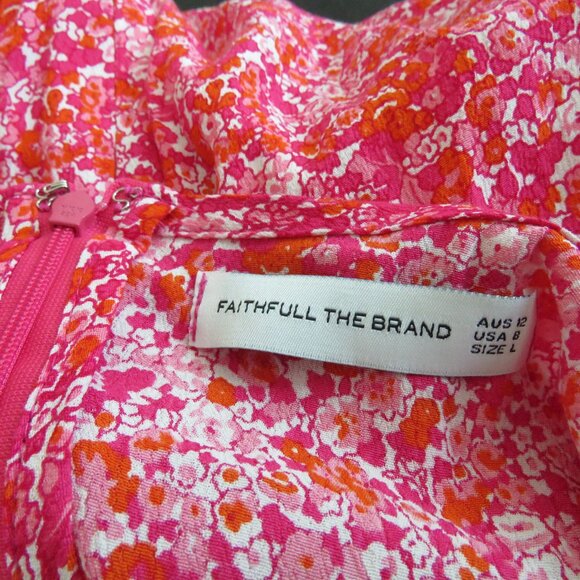 FAITHFULL THE BRAND Raphaela Midi Dress in Almona Floral Print Pink - Size US 8 - Picture 12 of 13